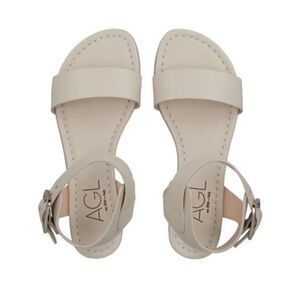 AGL Women's Light Beige Leather Gladiator Ankle Strap Sandals Size 39